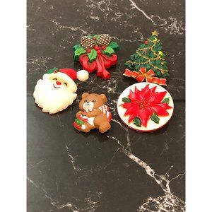 Vintage  Plastic Christmas brooches